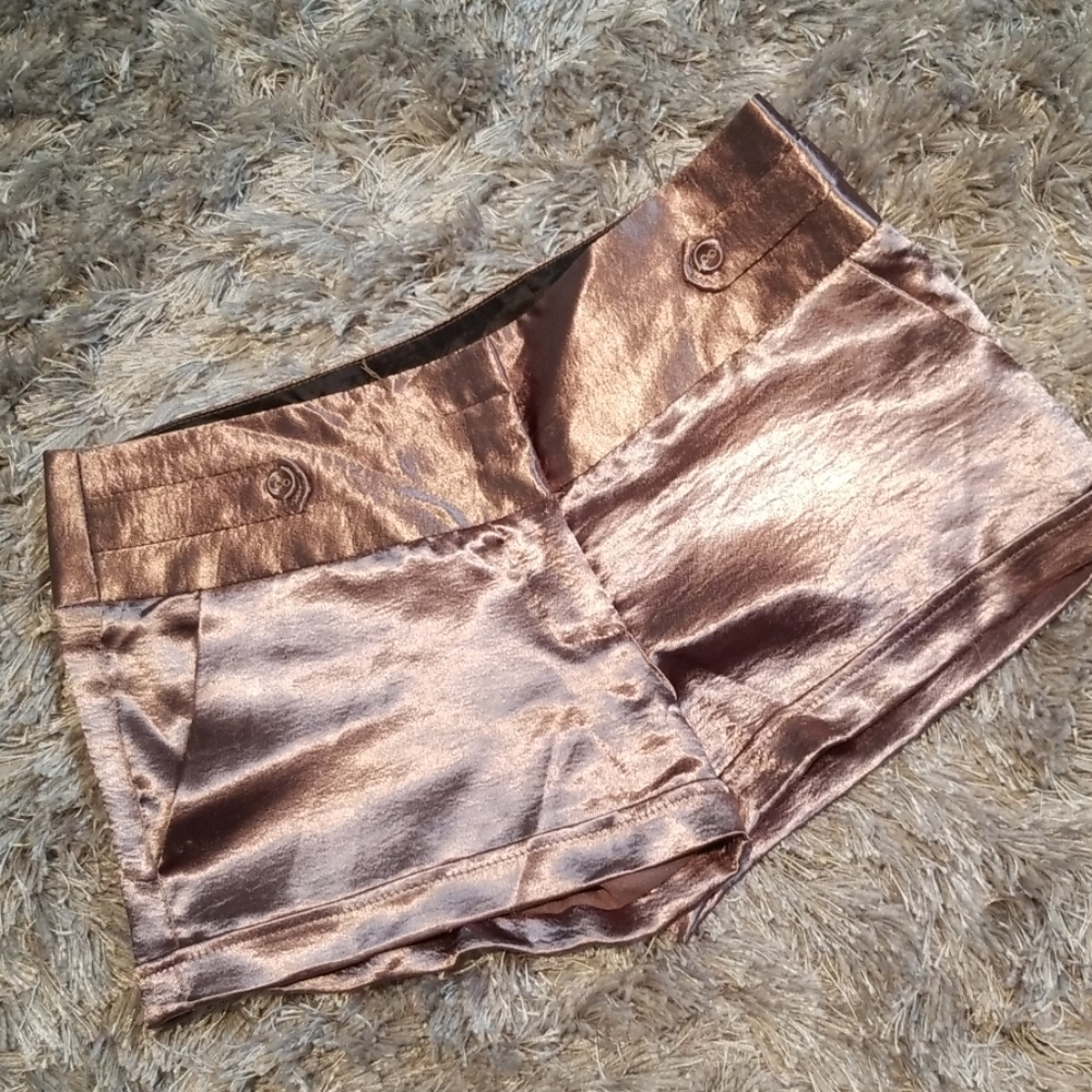 CHARLOTTE RUSSE Champagne Crushed Satin Shorts